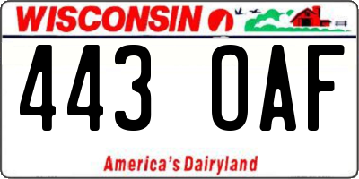 WI license plate 443OAF