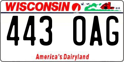 WI license plate 443OAG