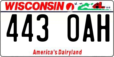WI license plate 443OAH