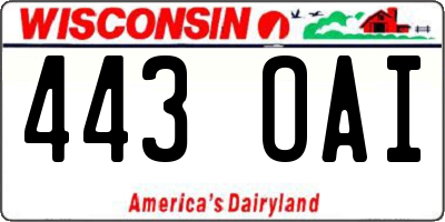 WI license plate 443OAI