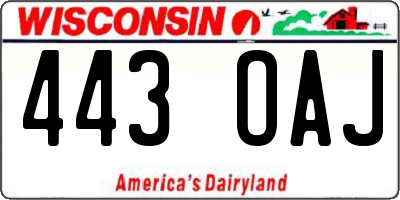WI license plate 443OAJ