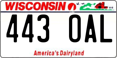 WI license plate 443OAL