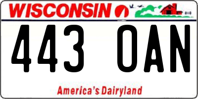 WI license plate 443OAN