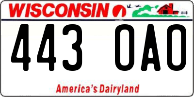 WI license plate 443OAO