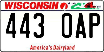 WI license plate 443OAP