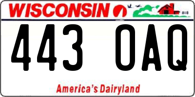 WI license plate 443OAQ