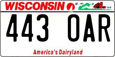 WI license plate 443OAR