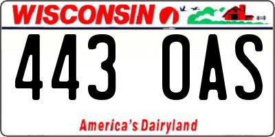 WI license plate 443OAS