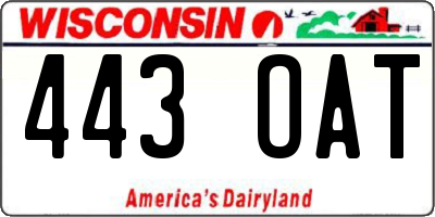 WI license plate 443OAT