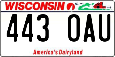 WI license plate 443OAU