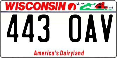 WI license plate 443OAV