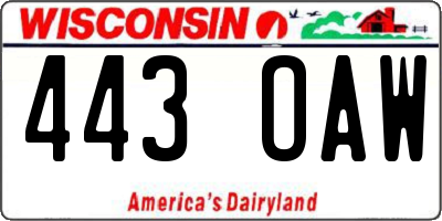 WI license plate 443OAW