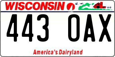 WI license plate 443OAX