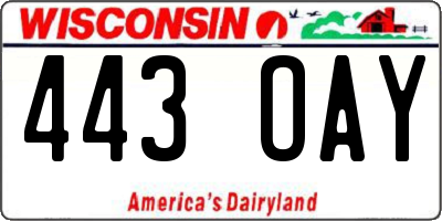 WI license plate 443OAY