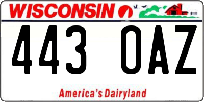 WI license plate 443OAZ