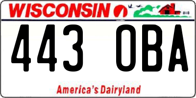 WI license plate 443OBA