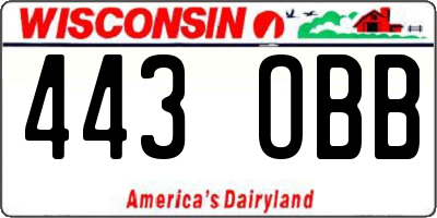 WI license plate 443OBB
