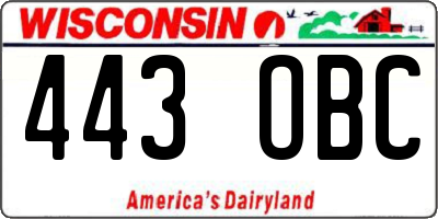 WI license plate 443OBC