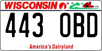 WI license plate 443OBD
