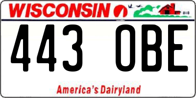 WI license plate 443OBE