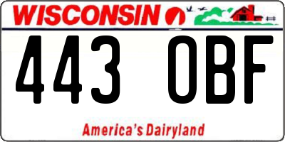 WI license plate 443OBF