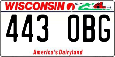 WI license plate 443OBG