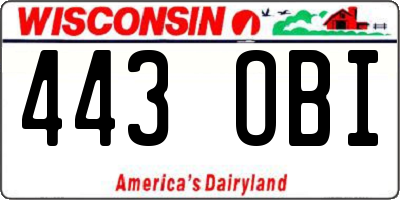 WI license plate 443OBI