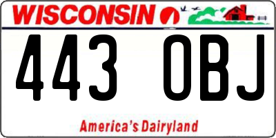 WI license plate 443OBJ