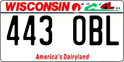 WI license plate 443OBL