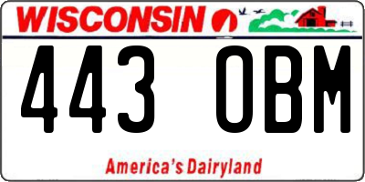 WI license plate 443OBM