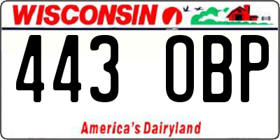 WI license plate 443OBP