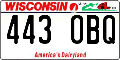 WI license plate 443OBQ