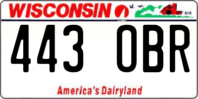 WI license plate 443OBR