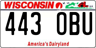 WI license plate 443OBU