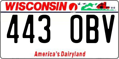 WI license plate 443OBV