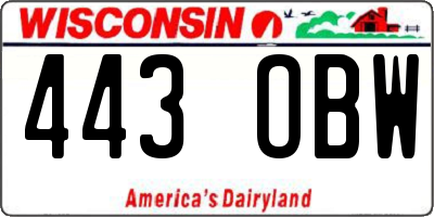 WI license plate 443OBW