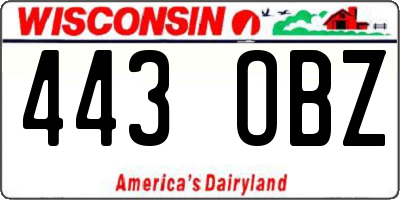 WI license plate 443OBZ