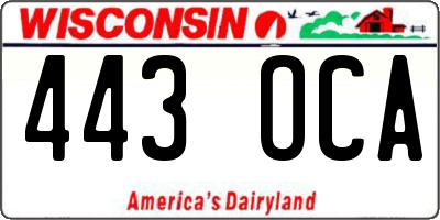 WI license plate 443OCA