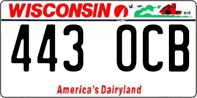 WI license plate 443OCB