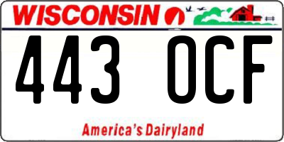 WI license plate 443OCF