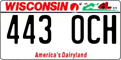 WI license plate 443OCH