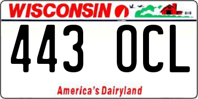 WI license plate 443OCL