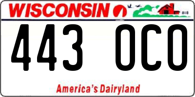 WI license plate 443OCO