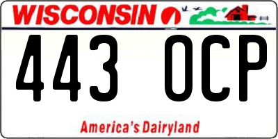 WI license plate 443OCP