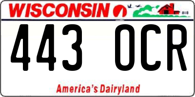 WI license plate 443OCR