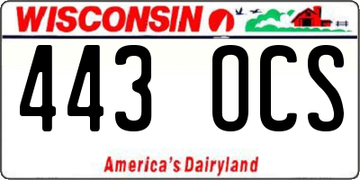 WI license plate 443OCS