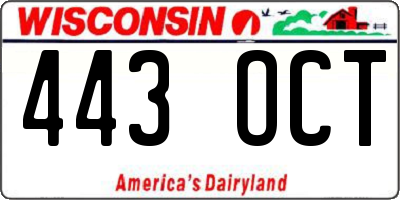 WI license plate 443OCT