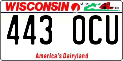 WI license plate 443OCU