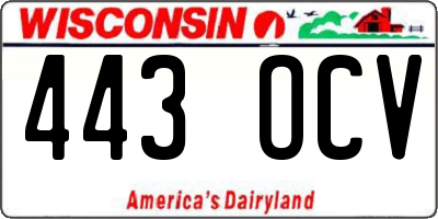 WI license plate 443OCV