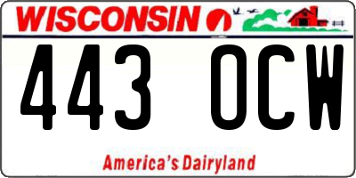 WI license plate 443OCW